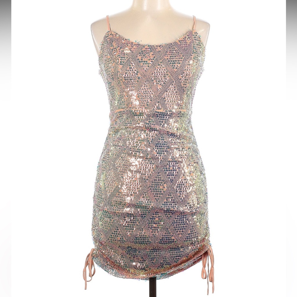 Sequin Open Back Mini Dress